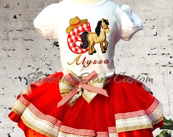 First Birthday tutu, cowgirl tutu set, Barnyard Birthday Outfit, horse Birthday Outfit, Western Tutu outfit. any number