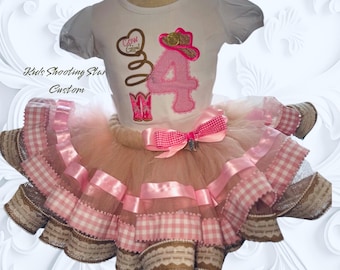 Cow Girl - Cow Girl Birthday - Cow Girl First Birthday Outfit, Personalized Pink Farm Baby Birthday Tutu Set, 2nd 3rd Birthday Party Gift,