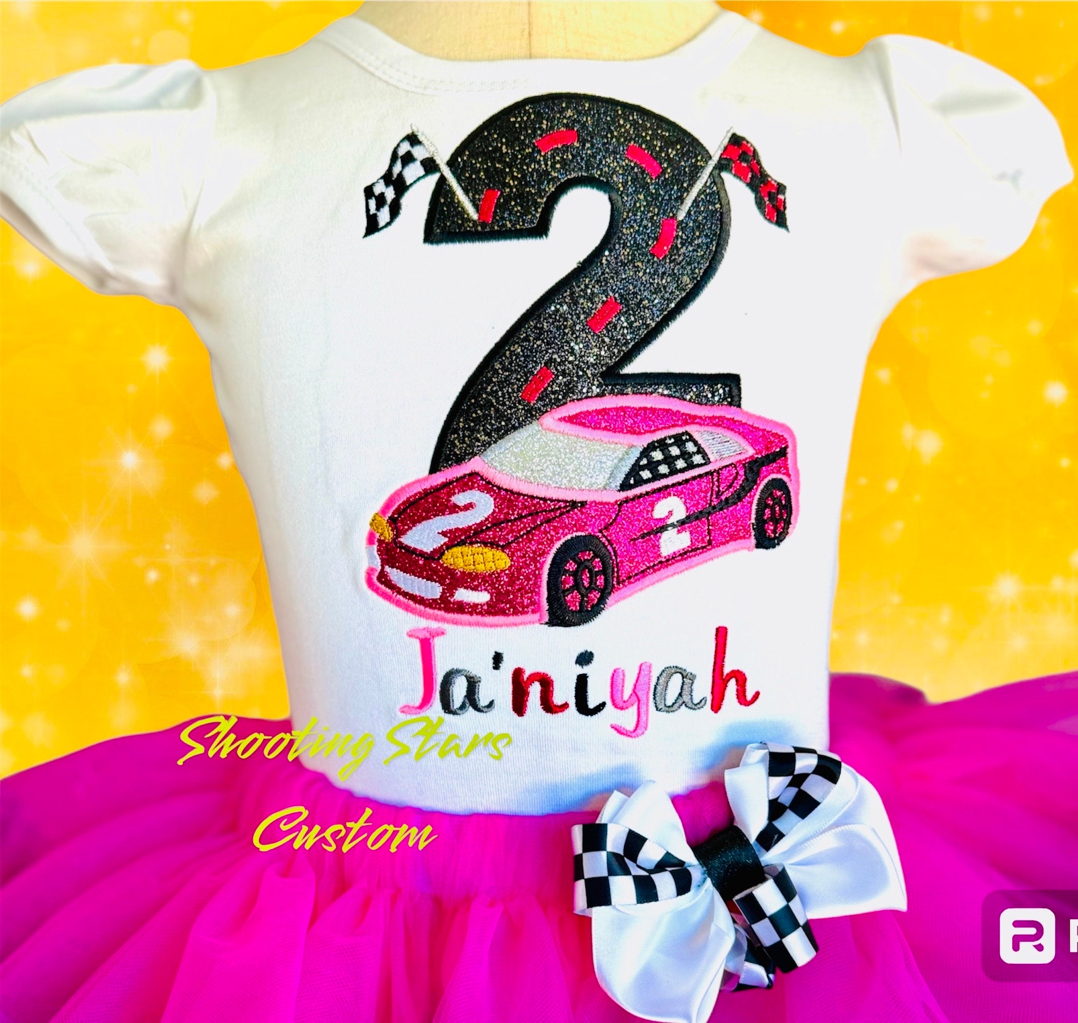 Pink Racing Car Set Pink Race Car Outfit -racing Birthday Tutu Outfit - Hotwheels Racing ...