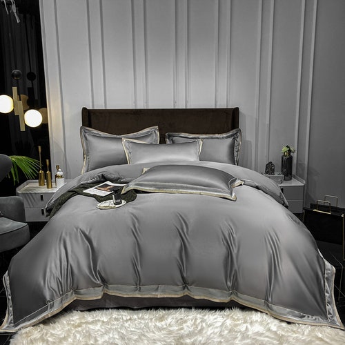 4 Pieces Luxury Cotton Bedding Set Embroidered Bedding Set Etsy