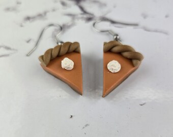 Pumpkin Pie Earrings: Handmade Polymer Clay Dessert Jewelry