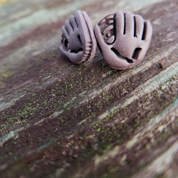 Baseball clay earrings, sport earrings, lightweight earrings, statement earrings, unique earrings, modern earrings, handmade earrings, glove