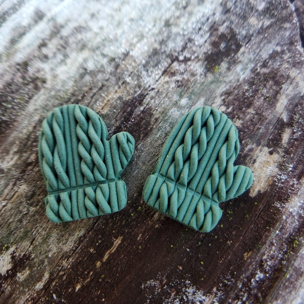 Cable knitted polymer clay studs, winter earrings, handmade earrings, unique earrings, lightweight earrings, modern earrings, statement