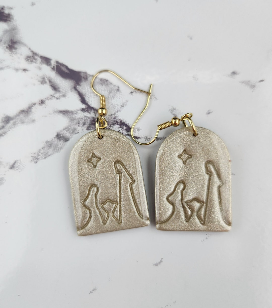 Jesus is Born, Clay Earrings, Nativity Earrings, Christmas Earrings