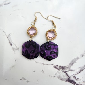 Elegant dangle earrings, modern earrings, lace earrings, statement earrings, clay earrings,lightweight earrings,gift for her,unique earrings