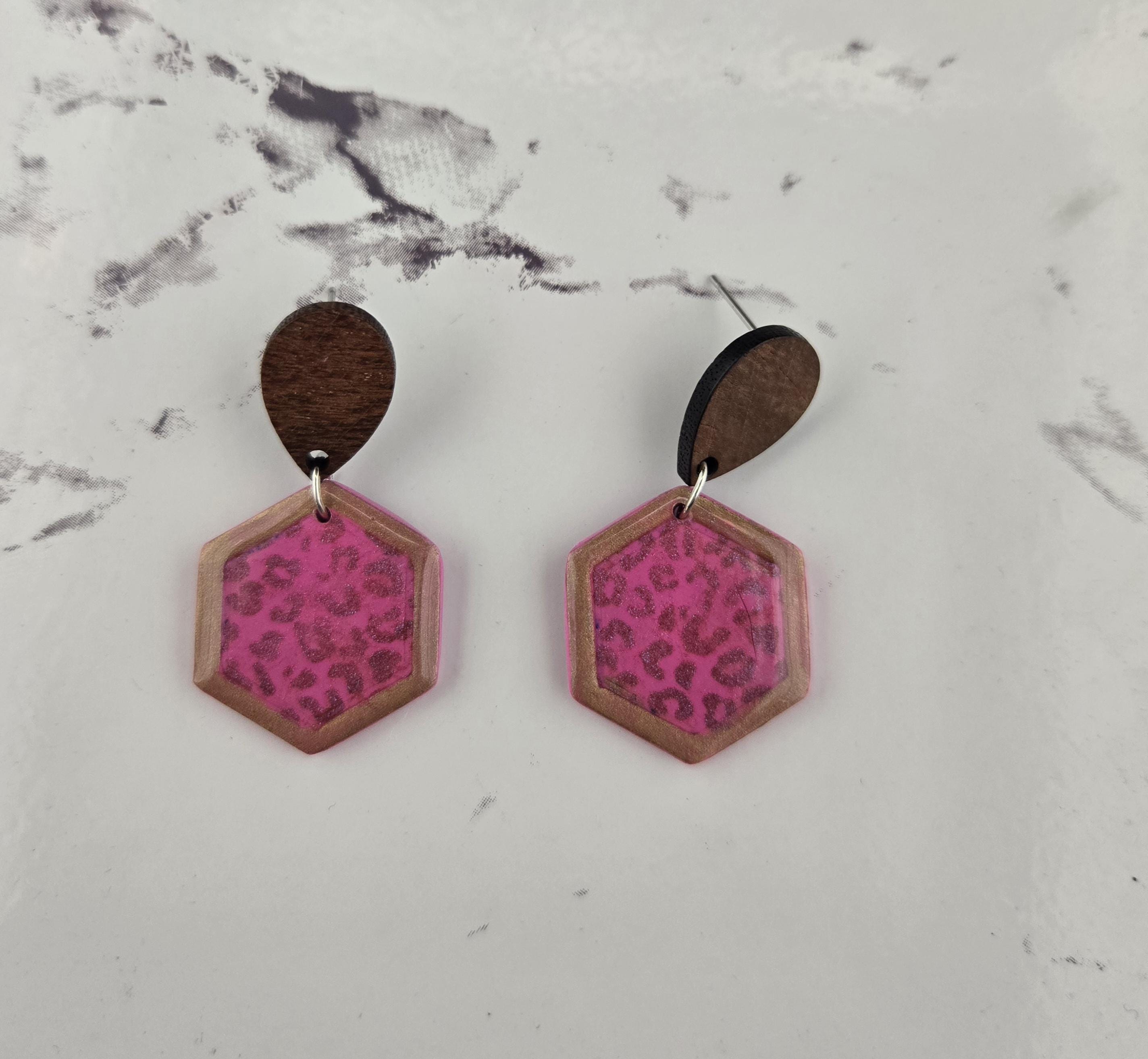 Sassy Cheetah Hexagons: Polymer Clay Statement Earrings - Etsy