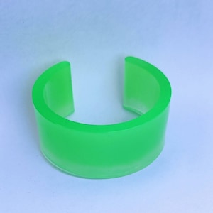 Neon green cuff bracelet (Glow in the dark) funky retro bangle, punk rave party