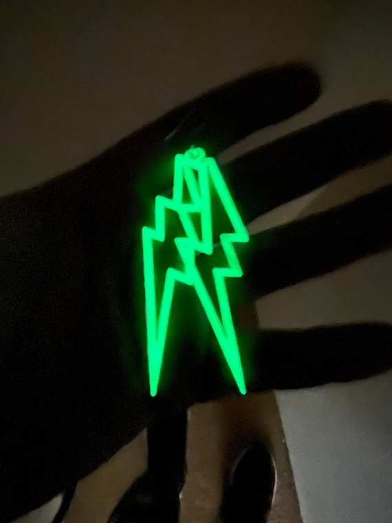 80s Rave Earrings Green Lightning Bolts 80s Rave Earrings Green Lightning Bolts