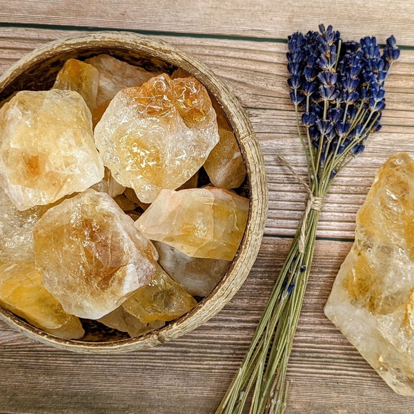 Rohe Citrine, ethisch hergestellte Kristalle, umweltfreundliche Verpackung, Citrinkristall