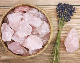 Cuarzo rosa crudo, cristales de origen ético, embalaje ecológico, cristal de cuarzo rosa