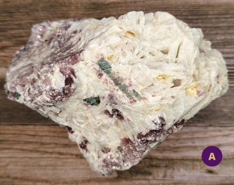 Raw Lepidolite with Albite & Tourmaline Specimens, Ethically Sourced Crystals, Eco Friendly Packaging, Crystal Specimens