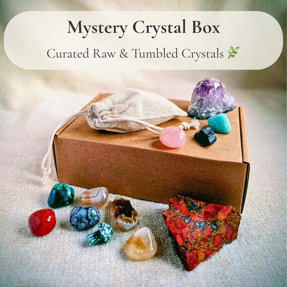 Mystery Crystal Box Gift – Mixed Raw & Tumbled Crystals | Ethical, Eco-Friendly Selection
