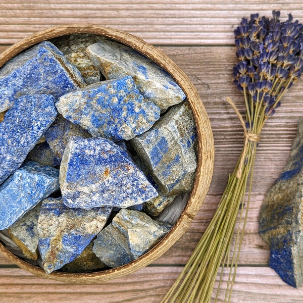 Lapis-lazuli brut, cristaux de source éthique, emballage respectueux, pierre de lapis-lazuli