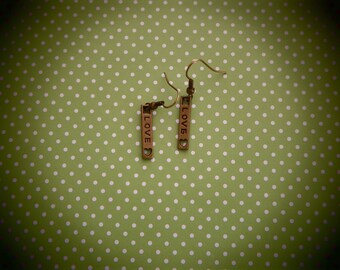 Copper look love earrings