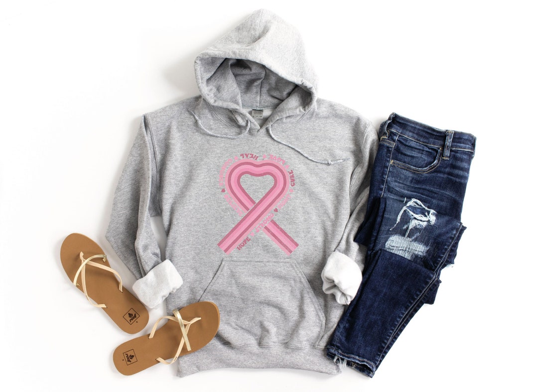Pink Ribbon Hoodie Breast Cancer Hoodie Cancer Awareness Etsy