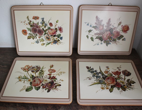 Becheruntersetzer Korkuntersetzer SET 4 Stück Getränkeuntersetzer   Vintage