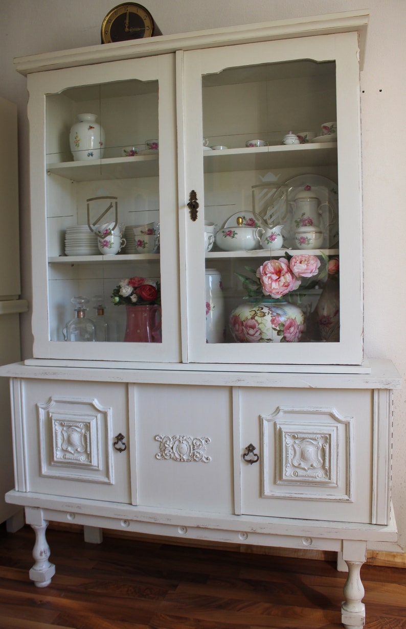 Omas Schrank, Schrank mit Vitrine, Shabby Chic Bild 2