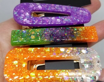 Glow In the Dark Resin Glitter Hair Clips Barrettes