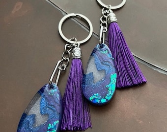 Island Pendant Resin Teardrop Keychain, Keyring