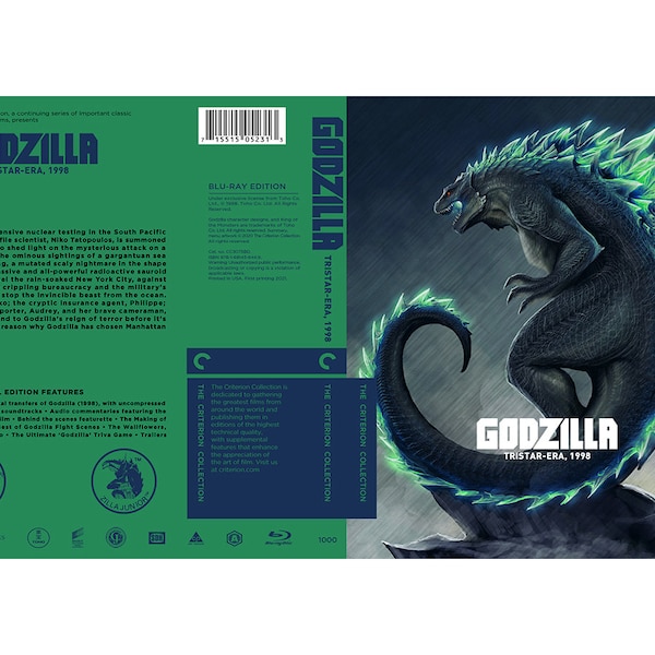Custom Godzilla 1998 Blu-ray Cover W/ Case (No Discs)