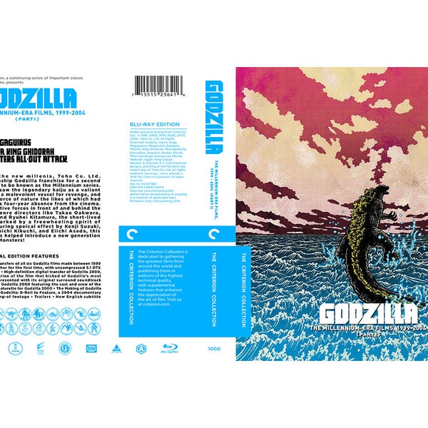 Custom Godzilla Collection Millennium-era Blu-ray Cover W/Case (No Discs)