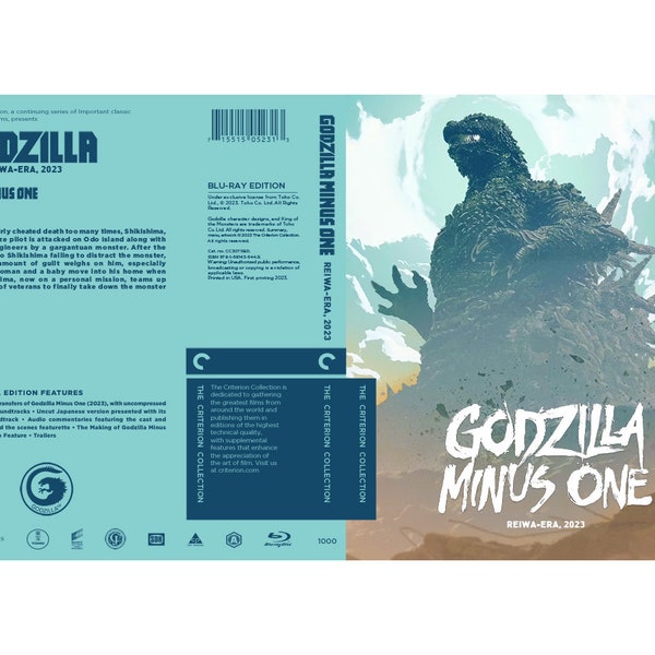 Custom Godzilla Minus One (Reiwa-Era 2023) Blu-ray Cover (No Discs)