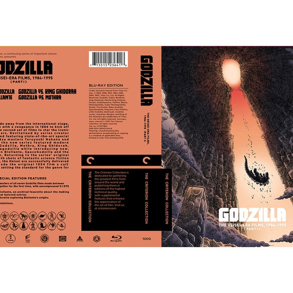 Custom Godzilla Collection Heisei-era Blu-ray Cover W/ Case (No Discs)