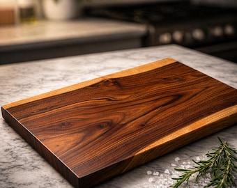One Piece Wood Cutting Board – No Glue – Solid Wooden Charcuterie Board – Walnut, Cherry, Maple – Personalized Engraving