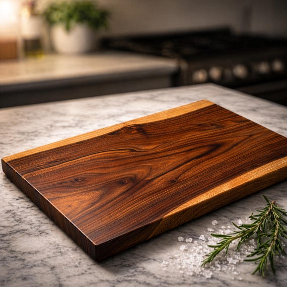 One Piece Wood Cutting Board – No Glue – Solid Wooden Charcuterie Board – Walnut, Cherry, Maple – Personalized Engraving