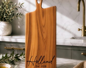 Personalized Charcuterie Board, Acacia Walnut Cutting Board, Custom Engraved Cheese Serving Platter