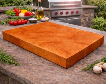 Thick Solid One Piece Cutting Board – Hardwood Butcher Block - No Glue - Single Piece Board - Wood Personalized Chopping Block