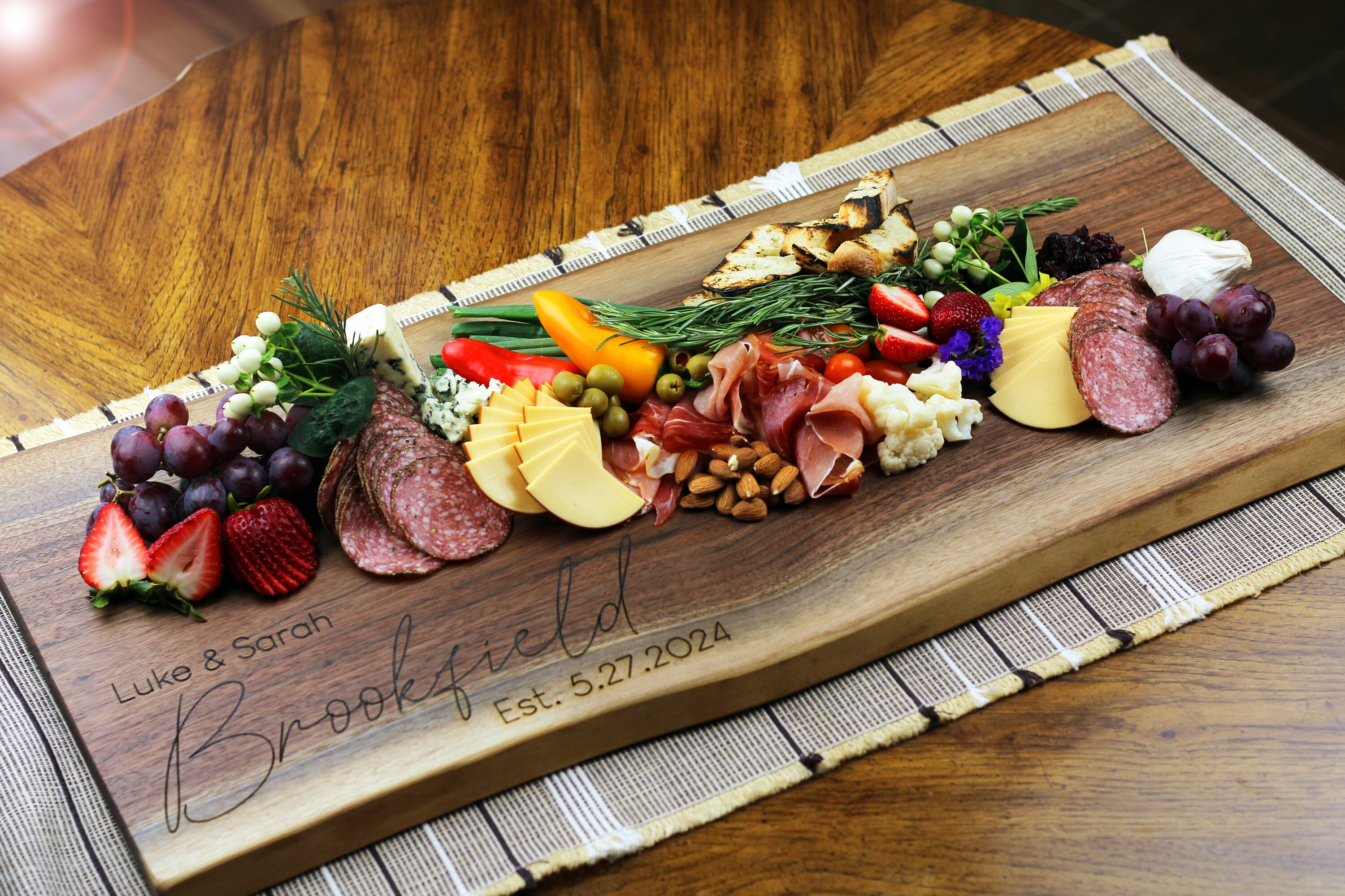 Personalized Walnut Charcuterie Board - Wedding Gift - Housewarming Gi U2013 Rustic Wood Goods
