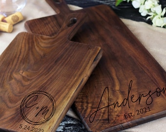 Personalized Large Charcuterie Board, Rustic Charcuterie Board with Handle, Wooden Custom Wedding Gift, Anniversary, Farmhouse Decor