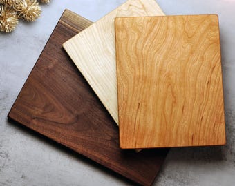 Solid One Piece Cutting Board – Walnut, Cherry, Maple – Single Piece of Hardwood, Wood Personalized Charcuterie Board, Wooden Serving Boards