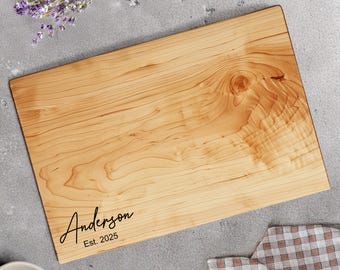 One Piece Solid Cutting Board – Maple, Cherry, Walnut – Single Piece of Hardwood No Glue, Wood Personalized Charcuterie Board, Wooden Gift