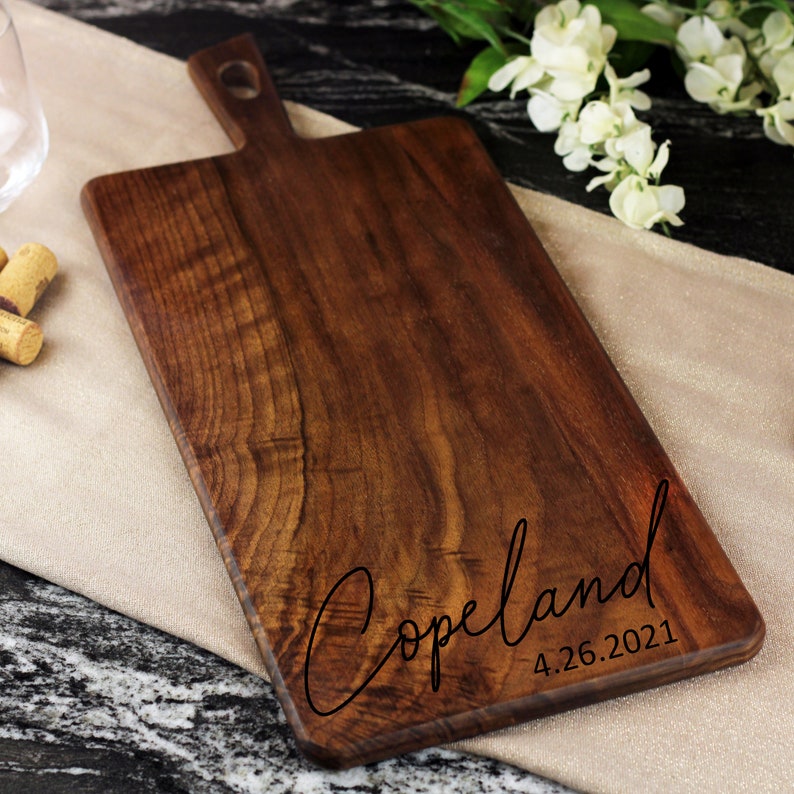 Personalized Large Charcuterie Board, Rustic Charcuterie Board with Handle, Wood Cheese Board, Custom Wedding Gift, Farmhouse Decor image 5