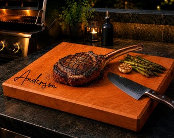 Thick No Glue Cutting Board – Hardwood Butcher Block - One Piece Board - Two Inches Thick - Wood Personalized Chopping Block