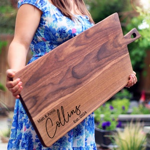 Personalized Charcuterie Board with Handle, Extra Large Custom Grazing Board, Rustic Wedding Platter, Wood Cheese Board, Anniversary Gift