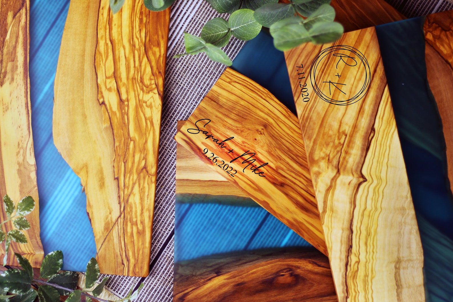 Italian Olive Wood Charcuterie Board With Handle Turquoise Etsy