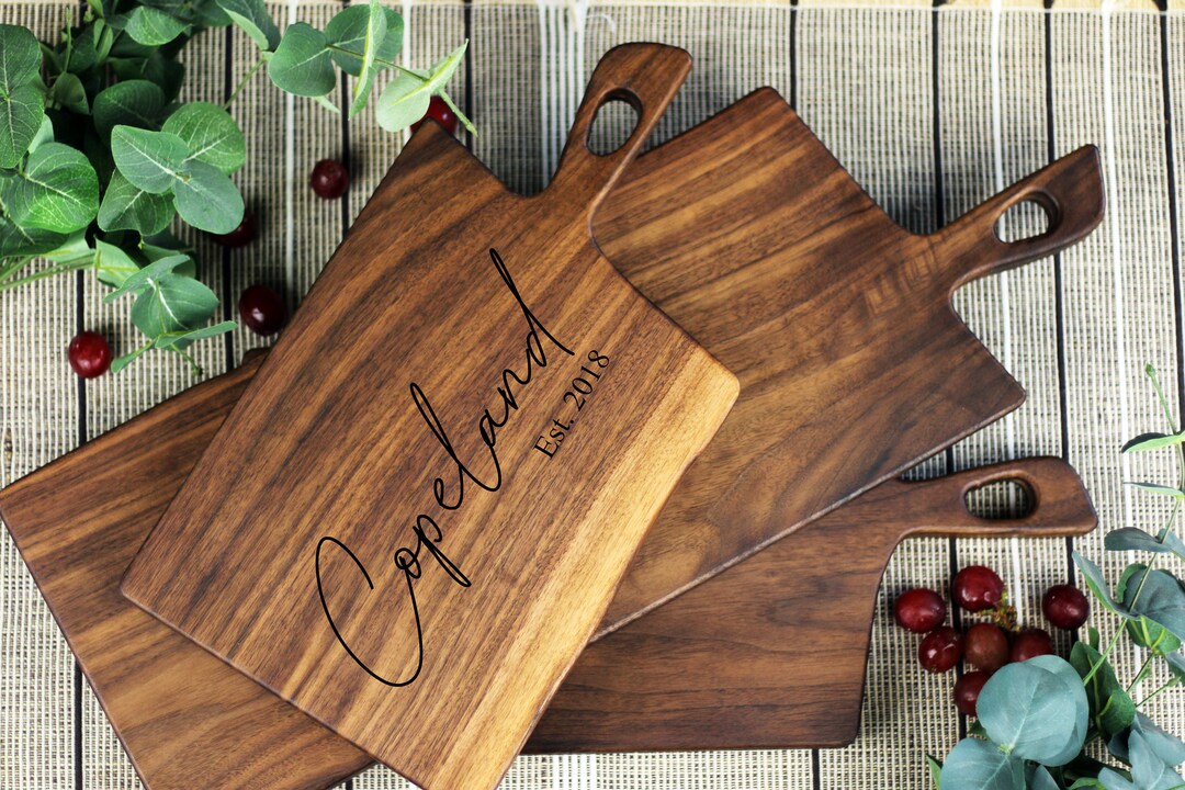 Personalized Large Charcuterie Board, Rustic Serving Board With Handle