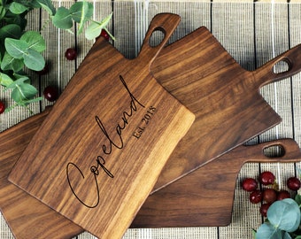 Personalized Large Charcuterie Board, Rustic Serving Board with Handle, Wooden Custom Wedding Gift, Anniversary, Farmhouse Decor