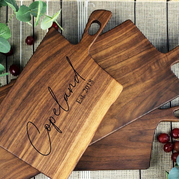 Personalized Large Charcuterie Board, Rustic Serving Board with Handle, Wooden Custom Wedding Gift, Anniversary, Farmhouse Decor