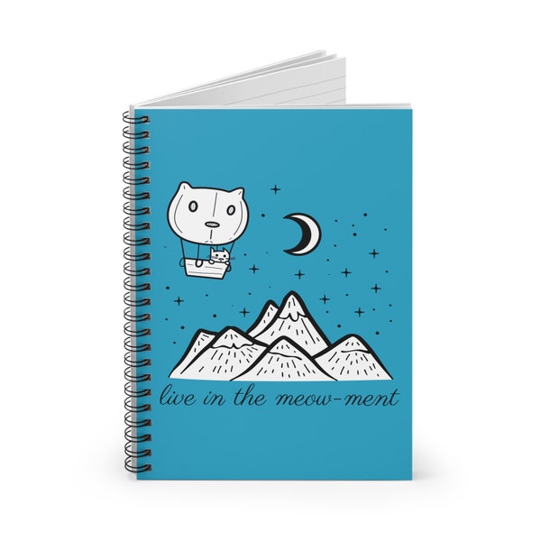 Cat Wellness Journal, Lined Spiral Notebook, Kawaii Notebook, Cute Cat Notebook, Cat Themed Gifts, Cat Lovers Gift, Diary, Lined Notebook