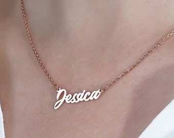 Name Necklace - Tiny Name Necklace - Custom Sterling Silver Name Necklace - Personalized Dainty Signature Style Minimalist Name Necklace