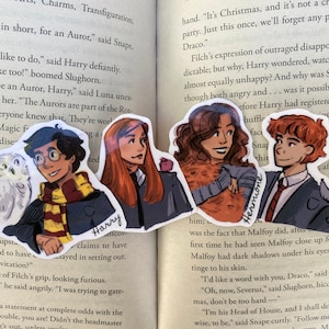 Harry potter, Hermione, Ron, and Ginny Weasley with their Pets Stickers