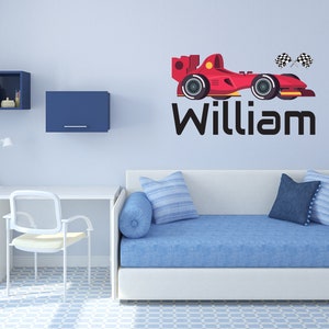 Custom Racing Car Name Wall Decal Personalized Race Car F1 Wall Decor ...
