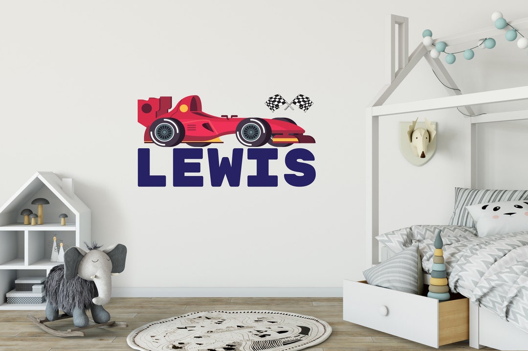Custom Racing Car Name Wall Decal Personalized Race Car F1 Wall Decor
