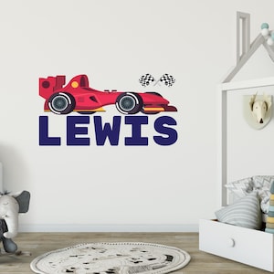 Custom Racing Car Name Wall Decal - Personalized Race Car F1 Wall Decor - Sport Wall Art for Kids