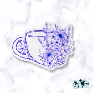 Floral Coffee Cup Sticker