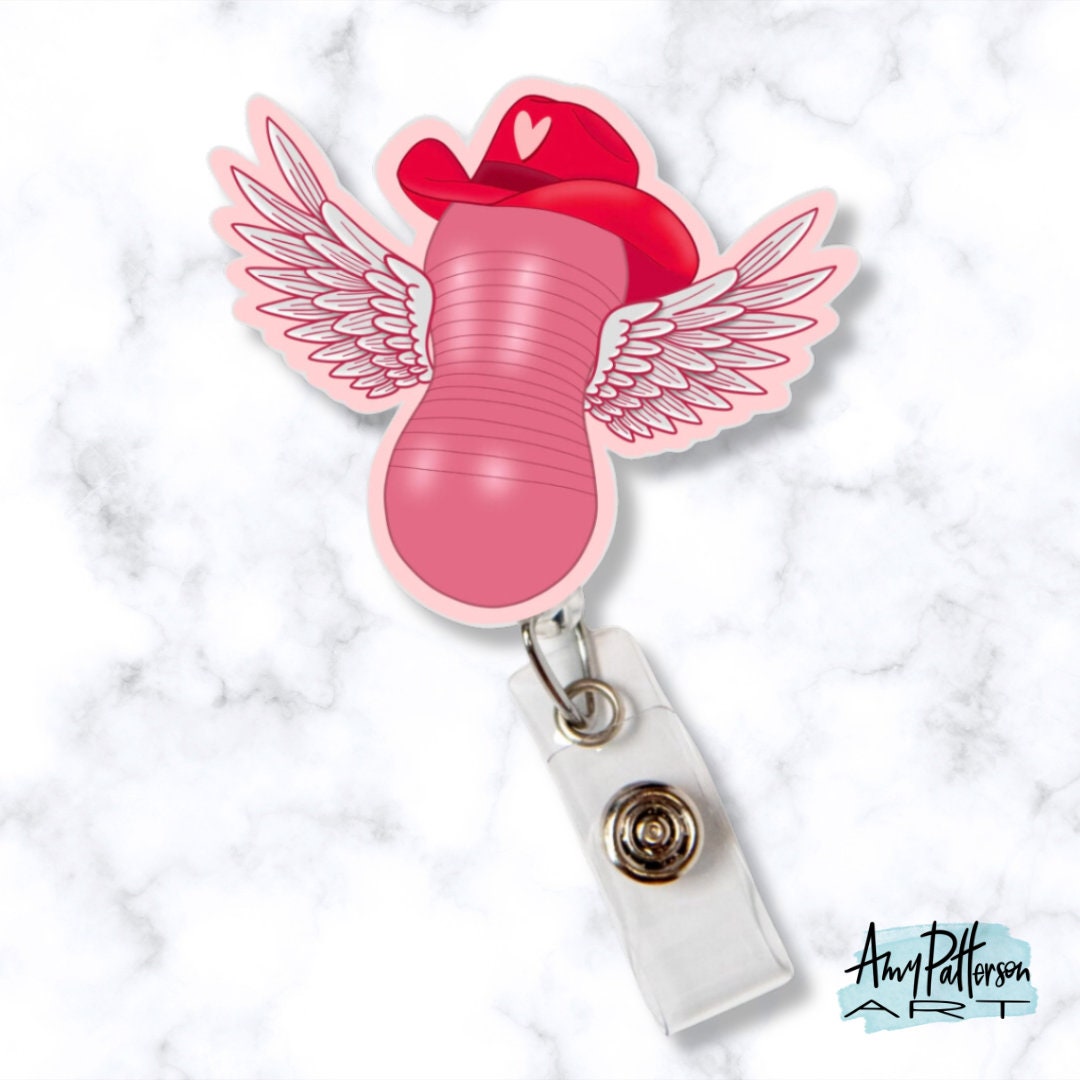 LIMITED EDITION Valentines Day Flying Cowgirl Peanut Ball Badge